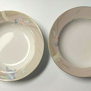 Vintage Lot of 2 Mikasa Round Floral Soup Cereal Bowl